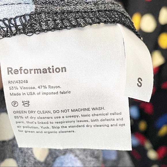 Reformation Black Polka Dots Fiesta Shoulder Pads Wrap Jaylee Dress Size Small - Picture 8 of 8